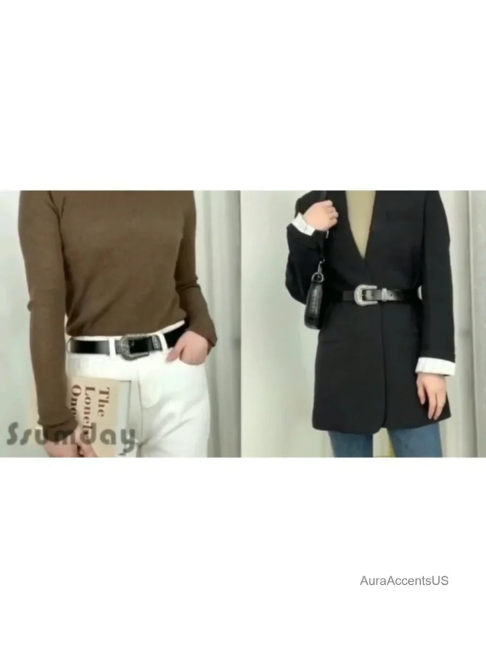 Genuine Leather Western Belt with Buckle for Women Waist Cinch Jeans Dresses